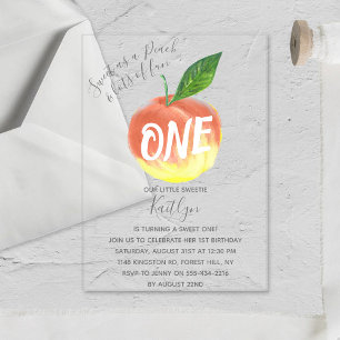 Invitations En Acrylique Joyeux 1er Anniversaire Petite Pêche Douce