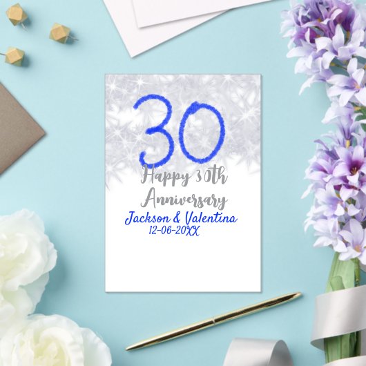 Invitations En Acrylique Joyeux 30e anniversaire mariage argent bleu partie (Insitu (Mariage))