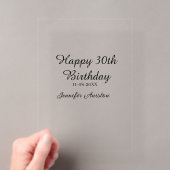 Invitations En Acrylique Joyeux 30e anniversaire nom date stylé simple (In situ (ordinateur de poche))