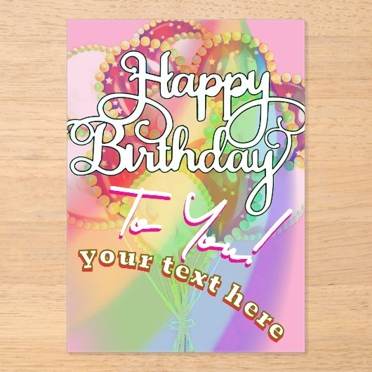Invitations En Acrylique Joyeux Anniversaire (Recto)