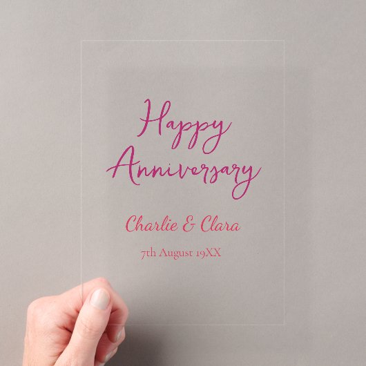 Invitations En Acrylique Joyeux anniversaire ajouter nom rose gras nom date (In situ (ordinateur de poche))