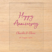 Invitations En Acrylique Joyeux anniversaire ajouter nom rose gras nom date (Recto)