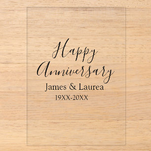 Invitations En Acrylique Joyeux anniversaire de mariage nom date année simp