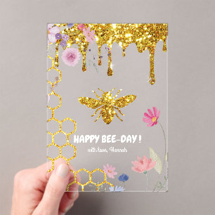 Invitations En Acrylique Joyeux Anniversaire des abeilles