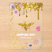Invitations En Acrylique Joyeux Anniversaire des abeilles (Recto)