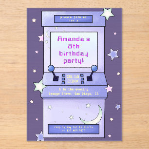 Invitations En Acrylique Joyeux Anniversaire Enfant Jeu Rétro Mignon