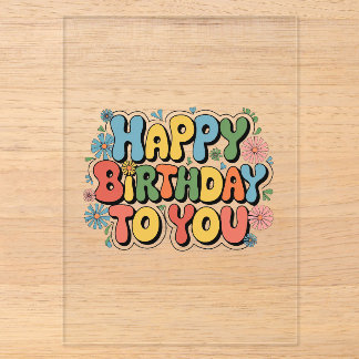 Invitations En Acrylique Joyeux Anniversaire Floral Groovy