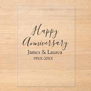 Invitations En Acrylique Joyeux anniversaire mariage nom date année simple