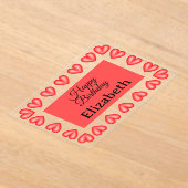 Invitations En Acrylique Joyeux anniversaire rectangle cadre coeur nom pers (Poser)