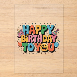 Invitations En Acrylique Joyeux Anniversaire Smiley