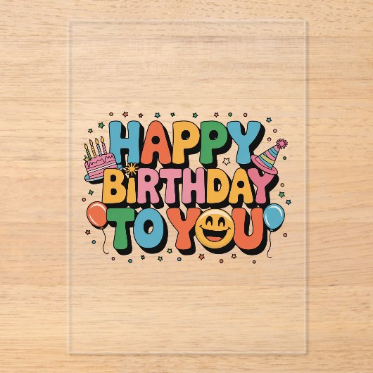 Invitations En Acrylique Joyeux Anniversaire Smiley (Recto)
