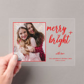 Invitations En Acrylique Joyeux feu moderne photo rouge Noël (In situ (ordinateur de poche))