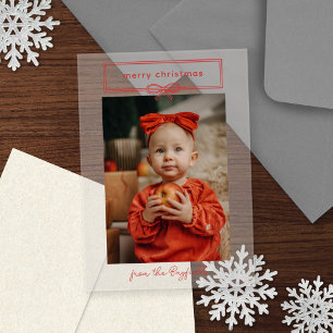 Invitations En Acrylique Joyeux Noël Arc Rouge Photo Joliment Décorée