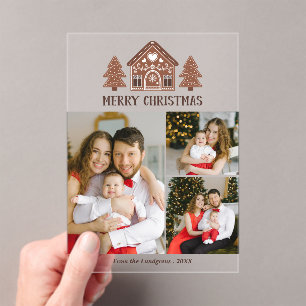 Invitations En Acrylique Joyeux Noël Gingerbread House Photo Collage