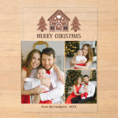 Invitations En Acrylique Joyeux Noël Gingerbread House Photo Collage (Recto)