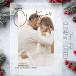 Invitations En Acrylique Joyeux Noël manuscrit 2 Photo Premiers Noël<br><div class="desc">Marquez votre premier Noël ensemble comme un couple marié avec cette magnifique invitation acrylique qui mêle romantisme sincère à la joie intemporelle de la saison. L'image tendre de vous et de votre partenaire, si profondément liés dans l'amour, est une belle toile de fond à l'élégant script "Joyeux Noël" écrit à...</div>