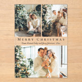 Invitations En Acrylique joyeux Noël noir script 3 photos vacances (Recto)