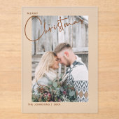 Invitations En Acrylique Joyeux Noël Script Photo Premier Noël (Recto)