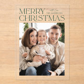 Invitations En Acrylique Joyeux Noël vert moderne (Recto)