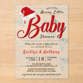 Invitations En Acrylique Joyeux petit Baby shower de Noël (Recto)