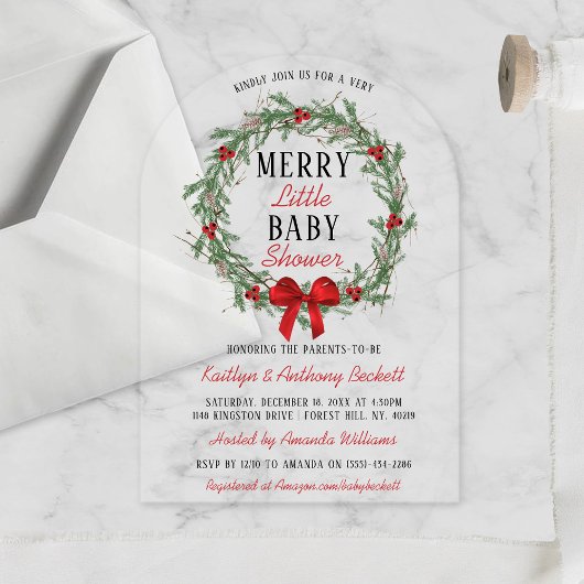 Invitations En Acrylique Joyeux petit Baby shower de Noël