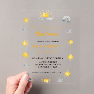 Invitations En Acrylique Jumeaux terracotta Boho  premier voyage premier an