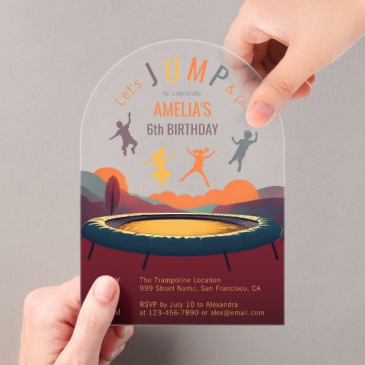 Invitations En Acrylique Jump et Jouer Trampoline Anniversaire Jeu Arche