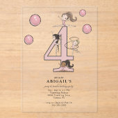 Invitations En Acrylique Jump & Tumble Gymnastics 4th Birthday Party (Recto)