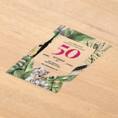 Invitations En Acrylique Jungle Leopard rose 50e anniversaire (Poser)
