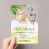 Invitations En Acrylique Jungle Safari Animaux Oh Baby shower Garçon (In situ (ordinateur de poche))