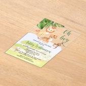 Invitations En Acrylique Jungle Safari Animaux Oh Baby shower Garçon (Poser)