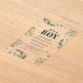 Invitations En Acrylique Jungle Safari Giraffe Palms Baby shower Feuille (Poser)