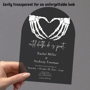 Invitations En Acrylique Jusqu'à ce que la mort nous sépare, mains de squel