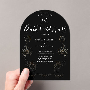 Invitations En Acrylique Jusqu'à ce que la mort nous sépare Mariage gothiqu
