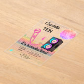 Invitations En Acrylique Karaoke Neon Glow Singing Disco Party Birthday (Poser)