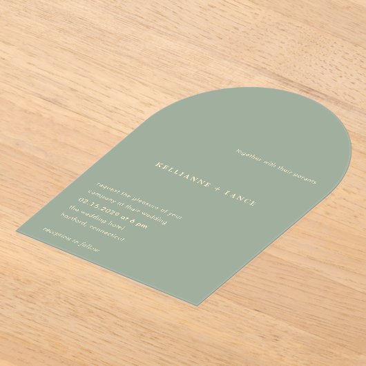 Invitations En Acrylique Kellianne Sage Green Mariage moderne (Poser)