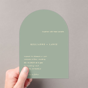 Invitations En Acrylique Kellianne Sage Green Mariage moderne