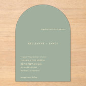 Invitations En Acrylique Kellianne Sage Green Mariage moderne (Recto)