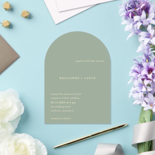 Invitations En Acrylique Kellianne Sage Green Mariage moderne (Insitu (Mariage))