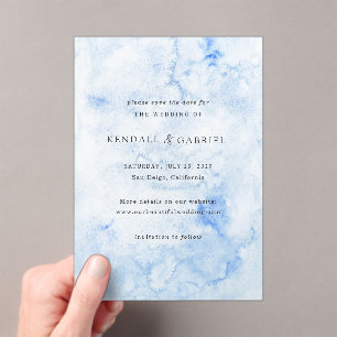 Invitations En Acrylique Kendall Blue Elegant Wedding Enregistrer la date