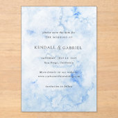 Invitations En Acrylique Kendall Blue Elegant Wedding Enregistrer la date (Recto)