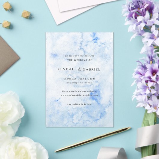 Invitations En Acrylique Kendall Blue Elegant Wedding Enregistrer la date (Insitu (Mariage))