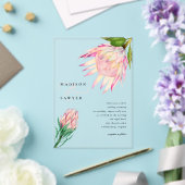 Invitations En Acrylique King Protea rose Aquarelle Mariage Floral (Insitu (Mariage))