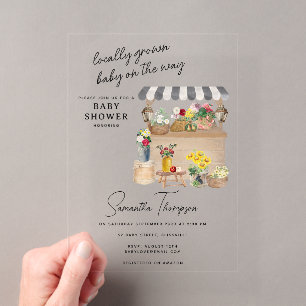 Invitations En Acrylique Kiosque de fleurs de paysan Marché Baby Shower