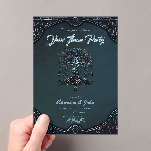 Invitations En Acrylique La brillance de l'arbre de vie les pierres précieu (In situ (ordinateur de poche))