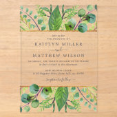 Invitations En Acrylique La Collection de Mariage Vert et Or (Recto)