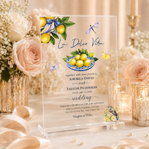 Invitations En Acrylique La Dolce Vita Citrons et Oiseaux Mariage