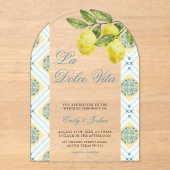 Invitations En Acrylique La Dolce Vita Moderne Citron Arc Mariage (Recto)
