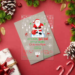 Invitations En Acrylique La fête de bowling du Père Noël de Noël