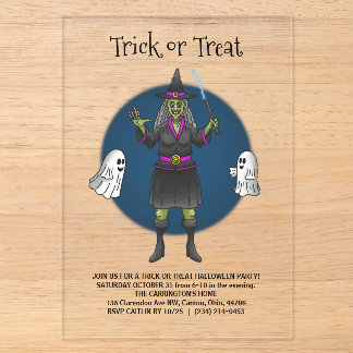Invitations En Acrylique La fête de Halloween de la sorcière